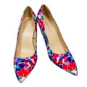 Nine West Floral Watercolor Flags2 Size 8 Heel Pumps